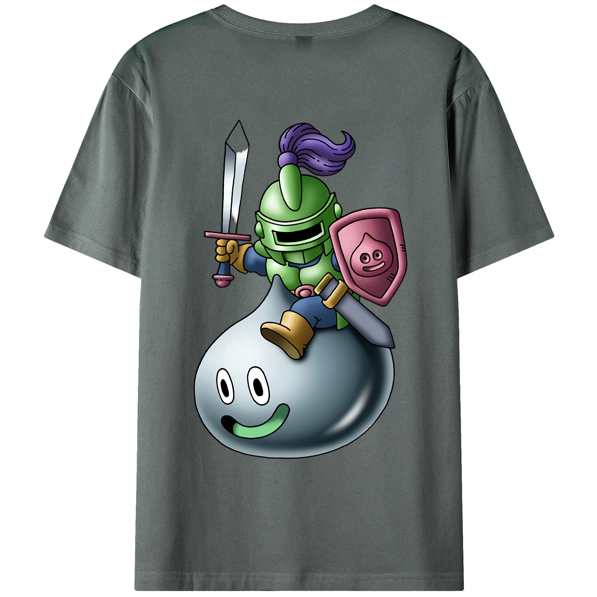 （画像用） ドラゴンクエスト Doragon Kuesuto Dragon Quest 綿100％ メンズ半袖Tシャツ（バックプリント） 通気性